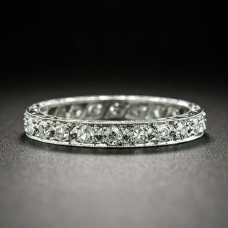 Art Deco Platinum Diamond Engraved Eternity Band, Size 7 1/2