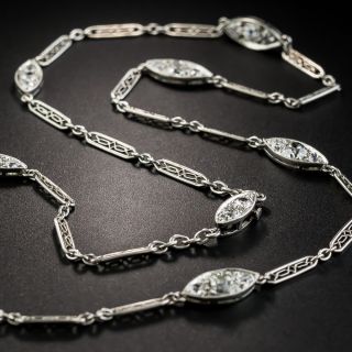 Art Deco Platinum Diamond Filigree Link Chain