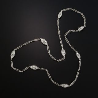 Art Deco Platinum Diamond Filigree Link Chain