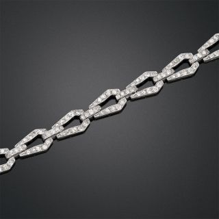 Art Deco Platinum Diamond Link Bracelet - 2