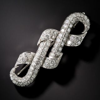 Art Deco Style Platinum Diamond Love Knot Brooch