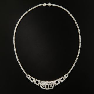 Art Deco Geometric Motif Diamond Necklace - 3