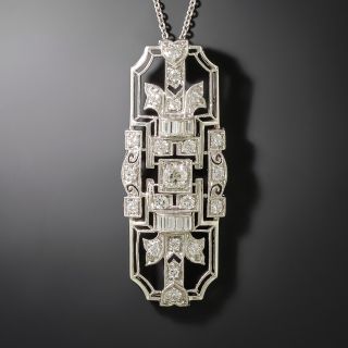 Art Deco Platinum Diamond Pendant - 3