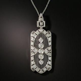 Art Deco Platinum Diamond Pendant Necklace 
