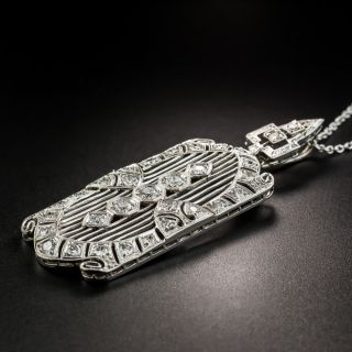 Art Deco Platinum Diamond Pendant Necklace 