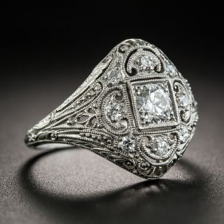 Art Deco Platinum Diamond Ring by S. Kind & Son