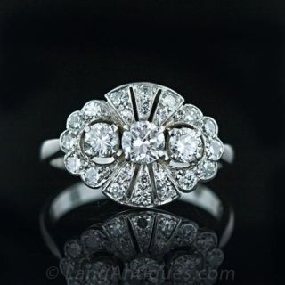 Art Deco Platinum Diamond Ring Main View