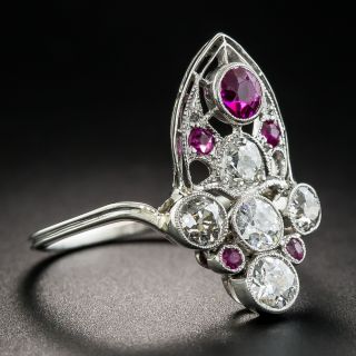 Edwardian Platinum Diamond Ruby Dinner Ring