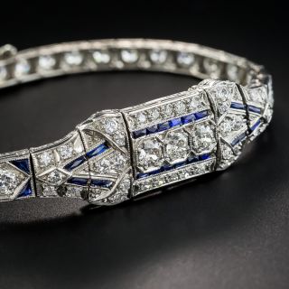 Art Deco Platinum Diamond Sapphire Bracelet 