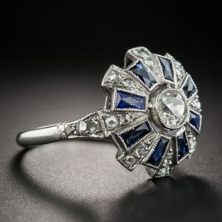 Art Deco Platinum Diamond Sapphire Ring