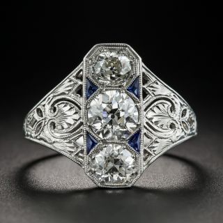Art Deco Platinum Diamond Three-Stone Dinner Ring