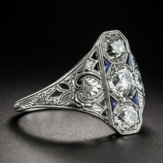Art Deco Platinum Diamond Three-Stone Dinner Ring