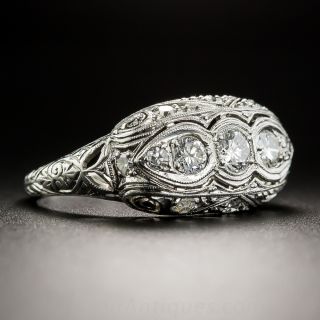 Art Deco Platinum Diamond Three-Stone Ring