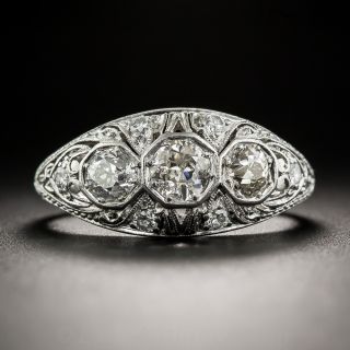 Art Deco Platinum Diamond Three-Stone Ring - 2