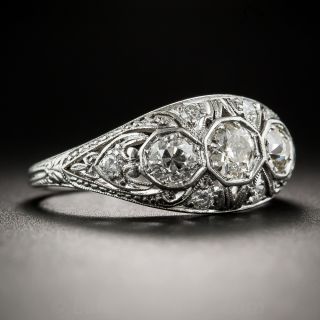 Art Deco Platinum Diamond Three-Stone Ring