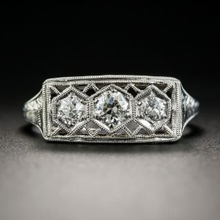 Art Deco Platinum Diamond Three-Stone Ring