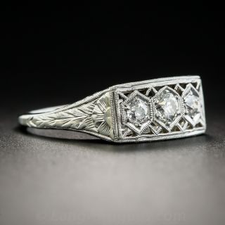 Art Deco Platinum Diamond Three-Stone Ring