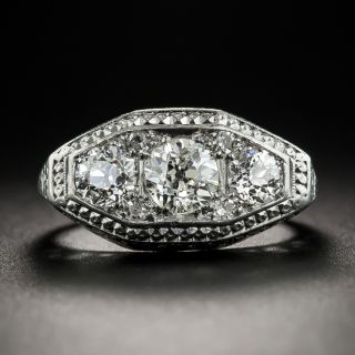 Art Deco Platinum Diamond Three-Stone Ring 