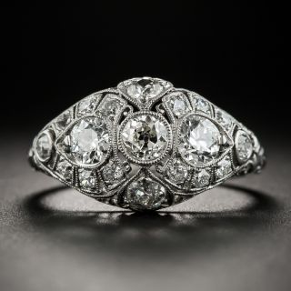 Art Deco Platinum Diamond Three-Stone Ring by Traube - 2