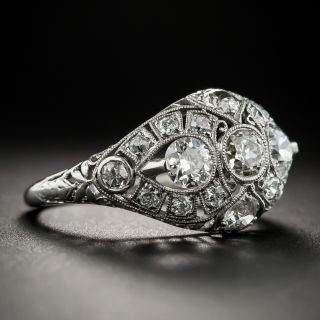 Art Deco Platinum Diamond Three-Stone Ring by Traube