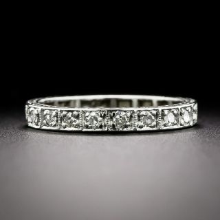Art Deco Platinum Diamond Wedding Band  - 3