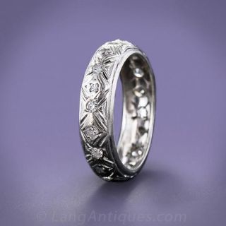 Art Deco Platinum Diamond Wedding Band