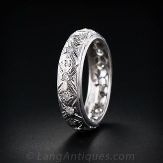 Art Deco Platinum Diamond Wedding Band