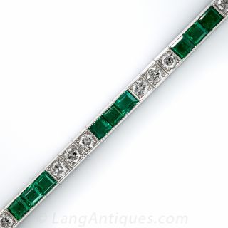 Art Deco Platinum Emerald and Diamond Bracelet