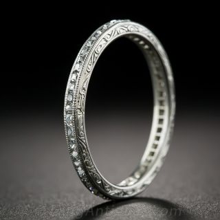 Art Deco Platinum French-Cut Diamond Eternity Band - Size 7 1/2