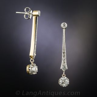 Art Deco Platinum Diamond Drop Earrings