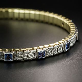 Art Deco Platinum over Gold Sapphire Bracelet - 1