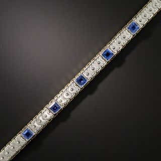 Art Deco Platinum over Gold Sapphire Bracelet