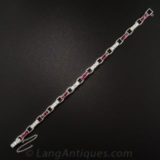 Art Deco Platinum Ruby and Diamond Bracelet