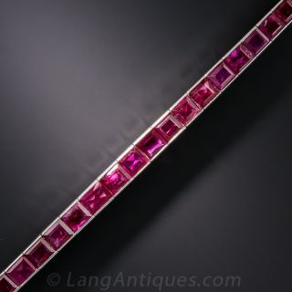 Art Deco Platinum Ruby Line Bracelet