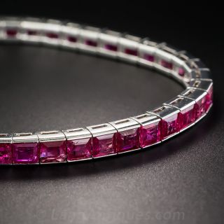 Art Deco Platinum Ruby Line Bracelet