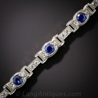Art Deco Platinum Sapphire and Diamond Bracelet