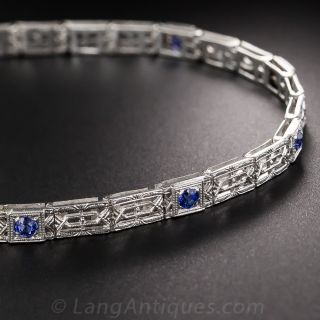 Art Deco Platinum, Sapphire and Diamond Bracelet