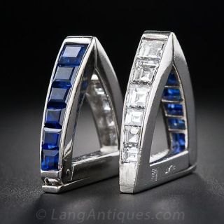 Art Deco Platinum Sapphire and Diamond Cufflinks