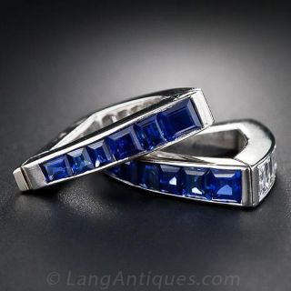Art Deco Platinum Sapphire and Diamond Cufflinks