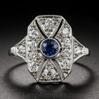 Art Deco Platinum Sapphire and Diamond Dinner Ring