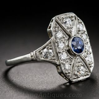 Art Deco Platinum Sapphire and Diamond Dinner Ring
