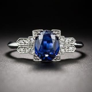 Art Deco Platinum Sapphire and Diamond Ring