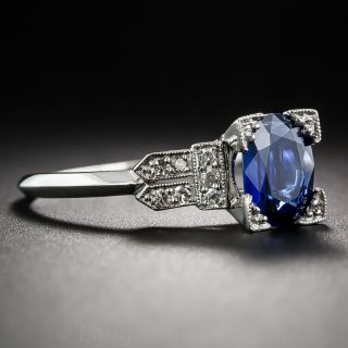 Art Deco Platinum Sapphire and Diamond Ring