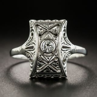 Art Deco Platinum Solitaire Diamond Ring - 2