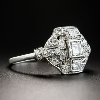 Art Deco Platinum Square-Cut Diamond Ring