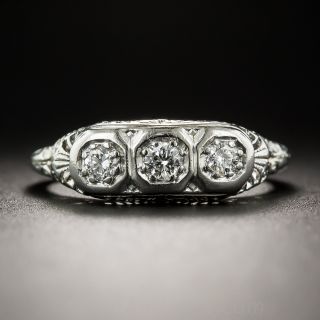 Art Deco Platinum Three-Stone Diamond Ring