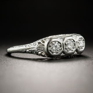 Art Deco Platinum Three-Stone Diamond Ring