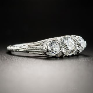 Art Deco Platinum Three-Stone Diamond Ring