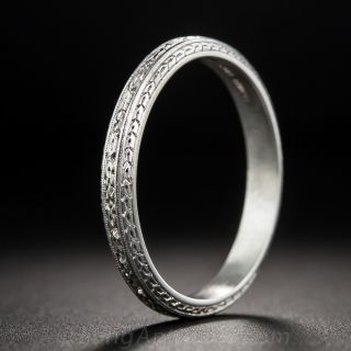 Art Deco Platinum Wedding Band by Granat Brothers - Size 9 1/2