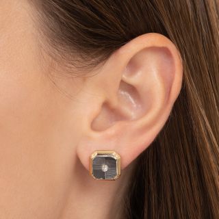 Art Deco Quartz and Diamond Earrings